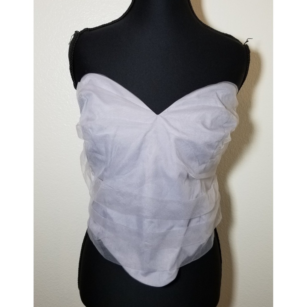 Asos Womens Sz 12 Silver Bustier Crop Top Fairy Romantic Festival Club City NWOT